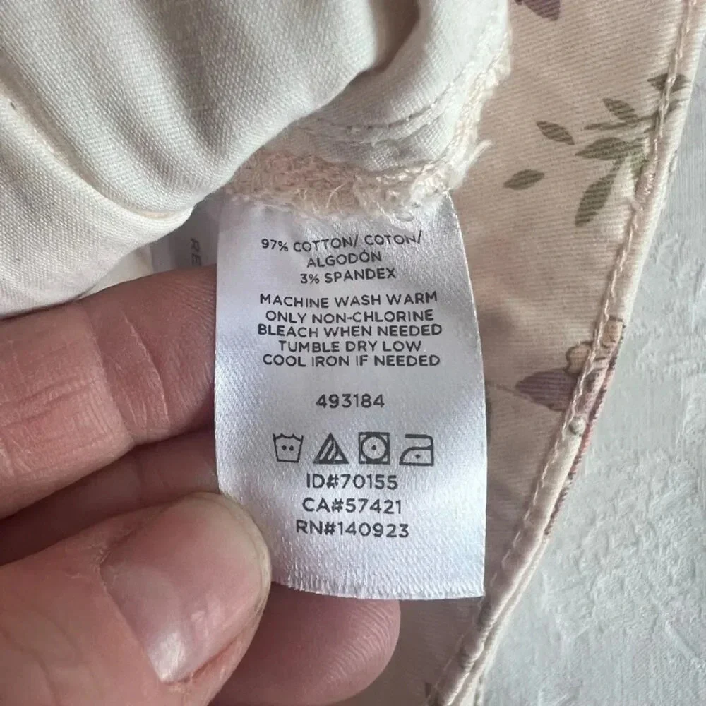 LOFT Blush Pink Floral Slim Ankle Cotton Jeans Women's Size 2‎ - Picture 6 of 7